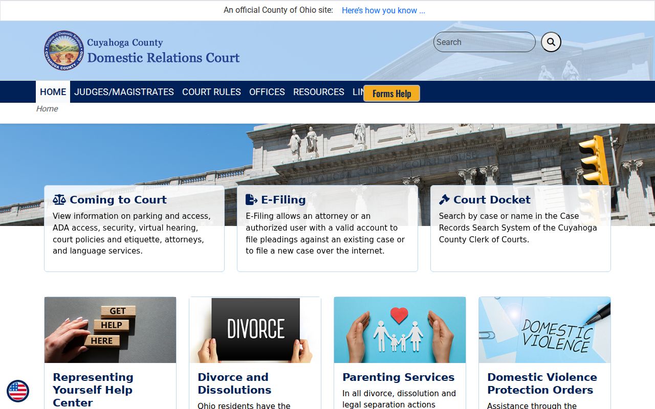 Cuyahoga County civil court docket Domestic Relations access information