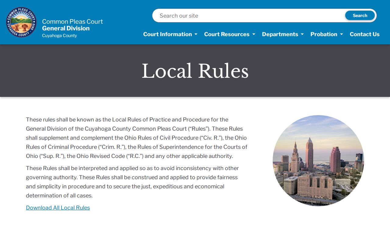 Cuyahoga County criminal court docket local rules resource