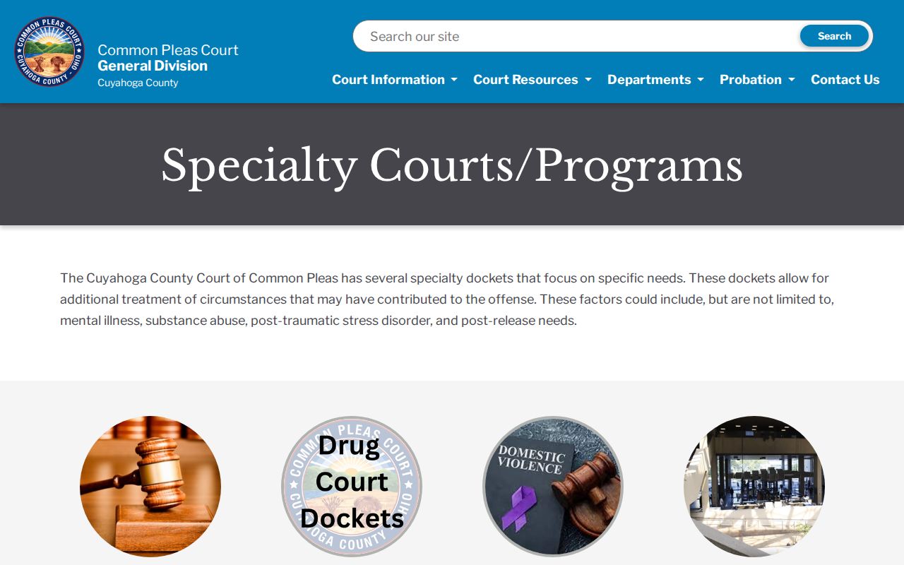 Cuyahoga County criminal court docket specialty courts program information