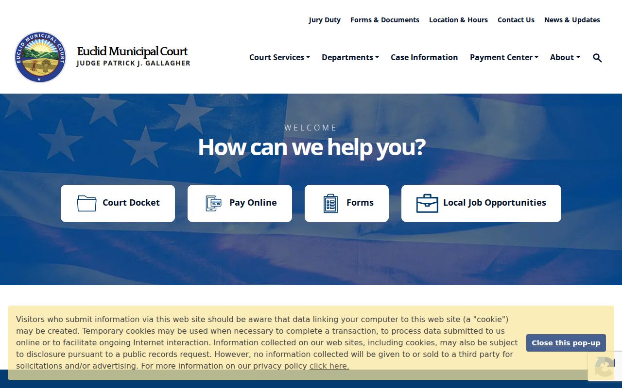 Euclid Municipal Court official entrance and contact page