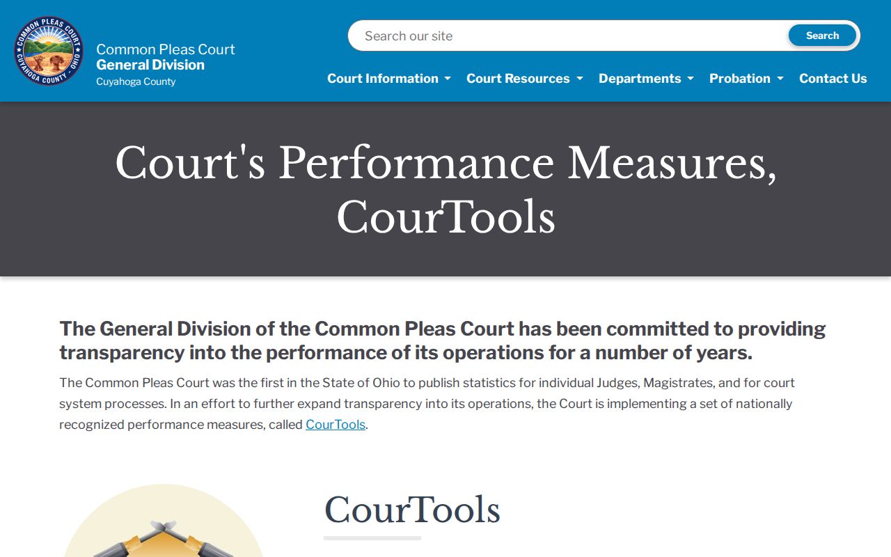 Cuyahoga County court docket CourTools transparency information