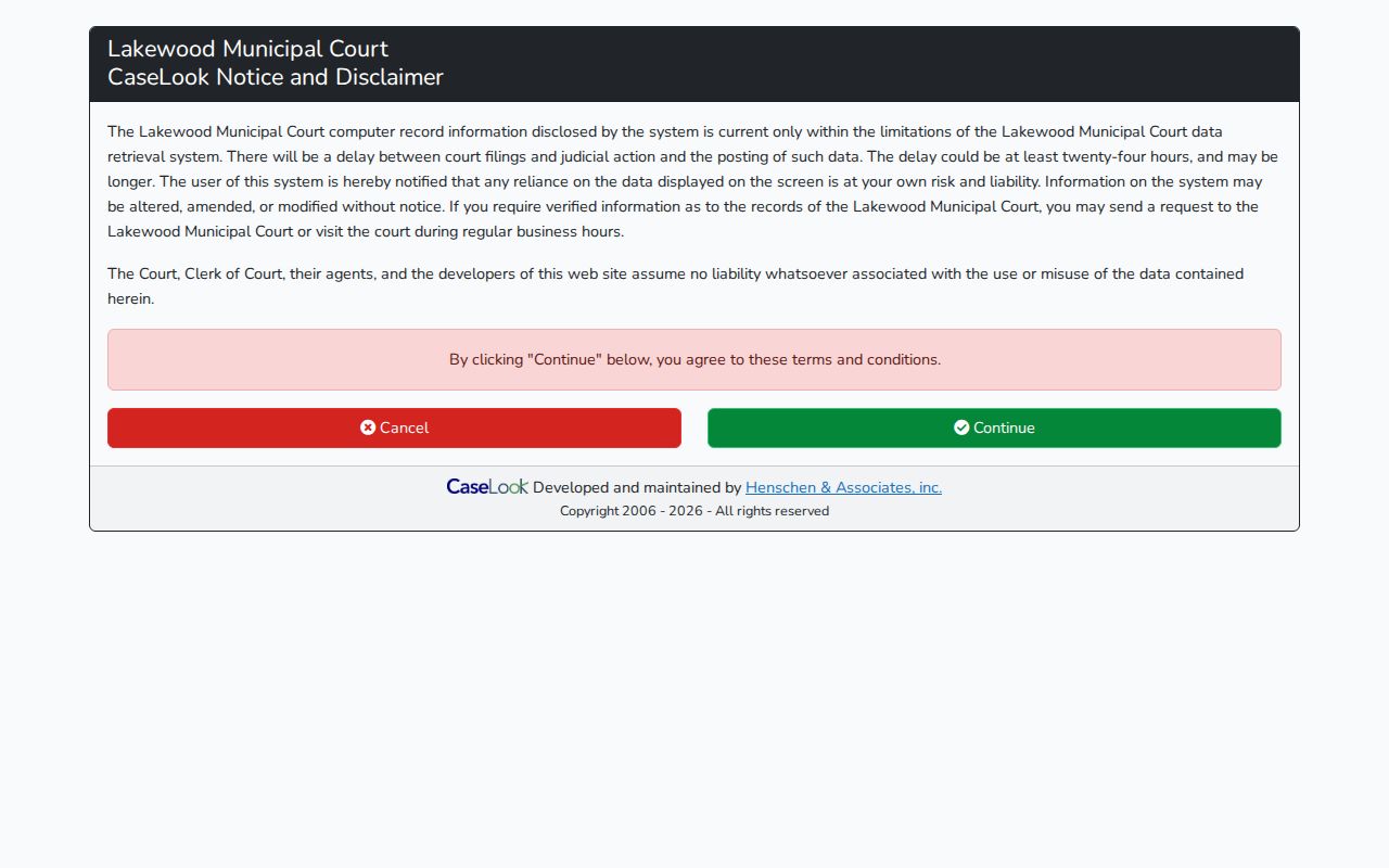 Municipal Court CaseLook public docket search