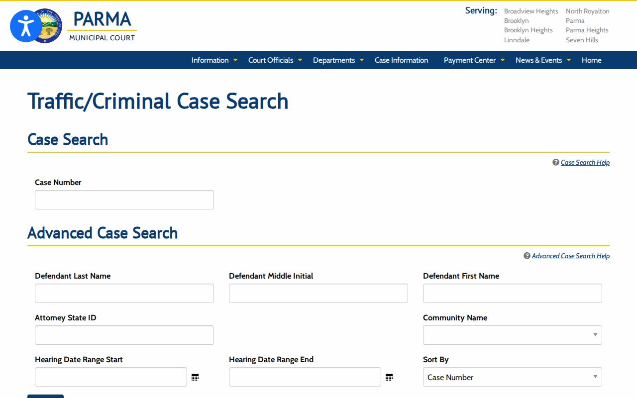 Parma Municipal Court traffic and criminal case search information