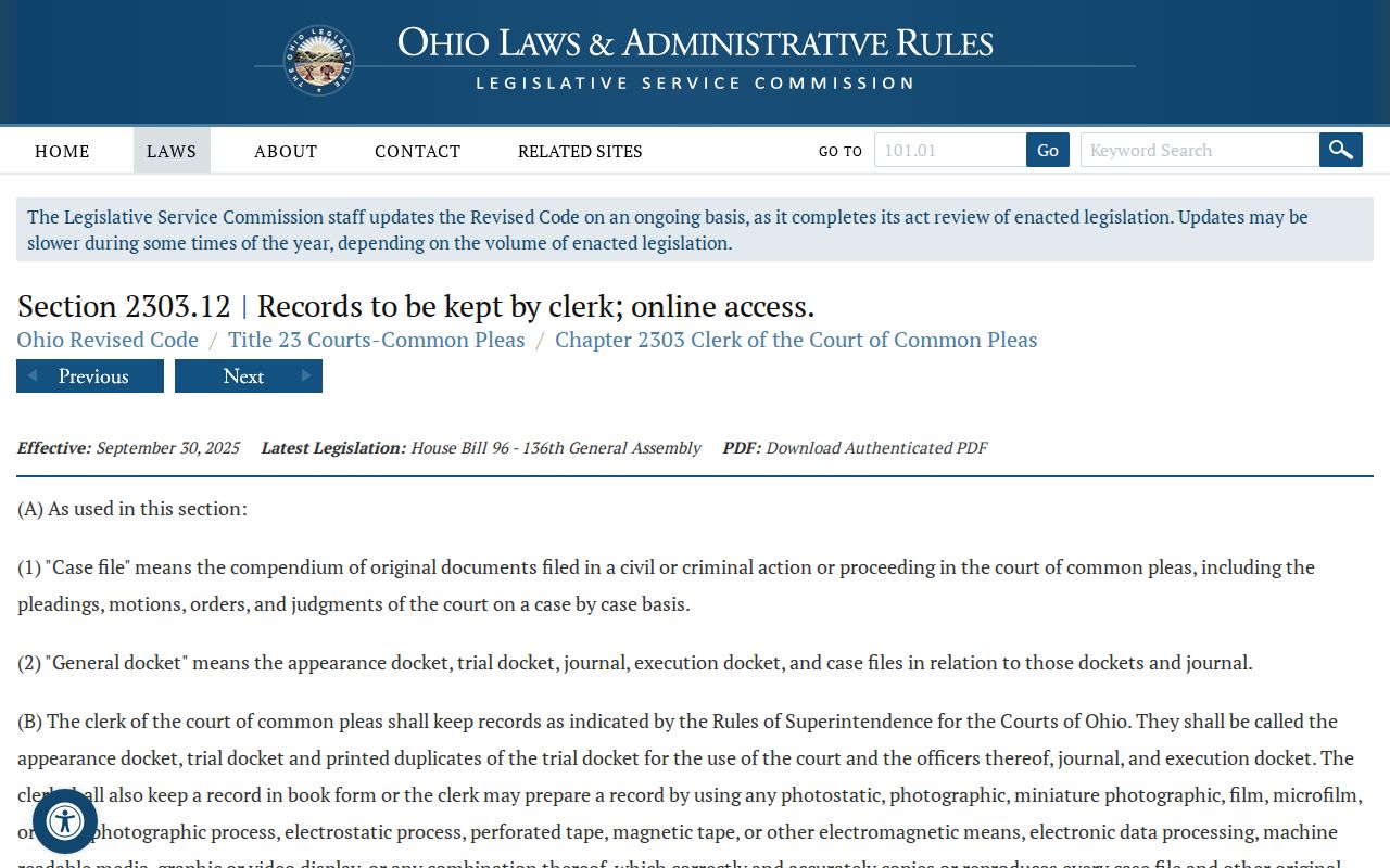 Cuyahoga County traffic court Common Pleas Clerk records source