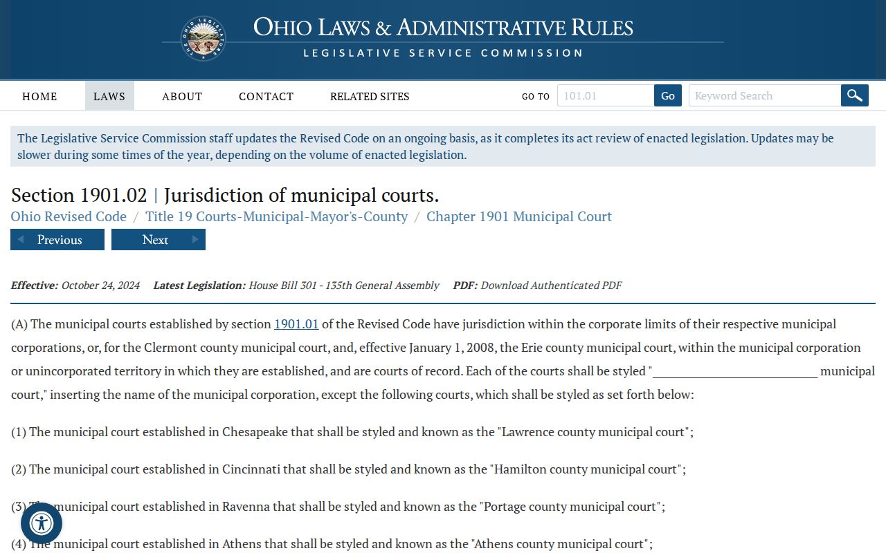 Cuyahoga County traffic court municipal jurisdiction source
